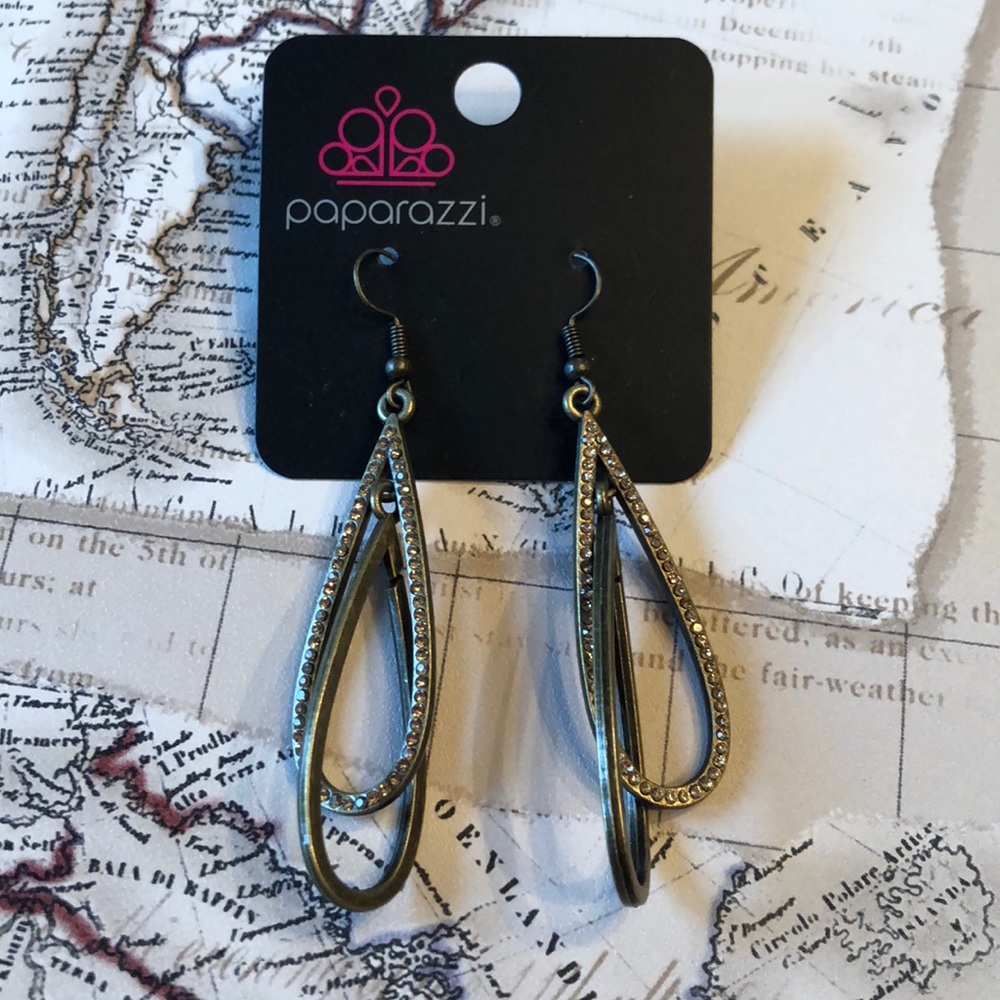 3/$12 paparazzi bronze tone bling earrings